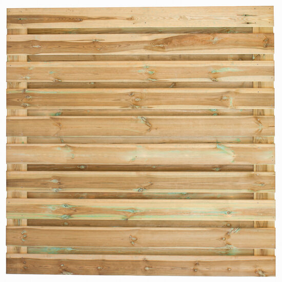 Tuinscherm grenen groen ge&iuml;mpregneerd, 21-planks (19 + 2) Breda 180 x 180 cm horizontaal