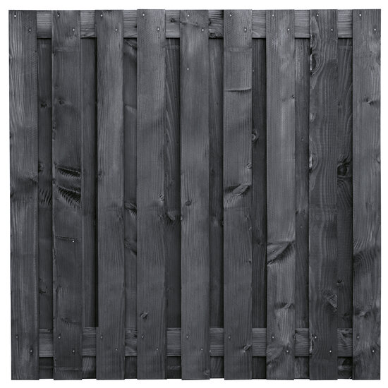 Tuinscherm Douglas zwart ge&iuml;mpregneerd, 19-planks (17 + 2) Karin 180 x 180 cm