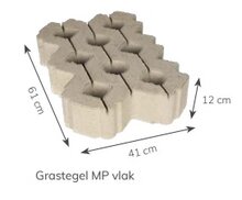 Grastegel 41x61x12cm MP grijs vlak